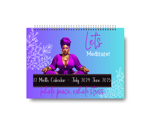 Beautiful Plus Size Black Women Wellness & Meditation 12 Month Calendar