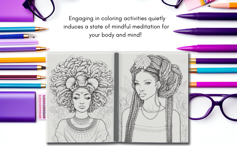 Beautiful Black Woman Coloring Book For Adults