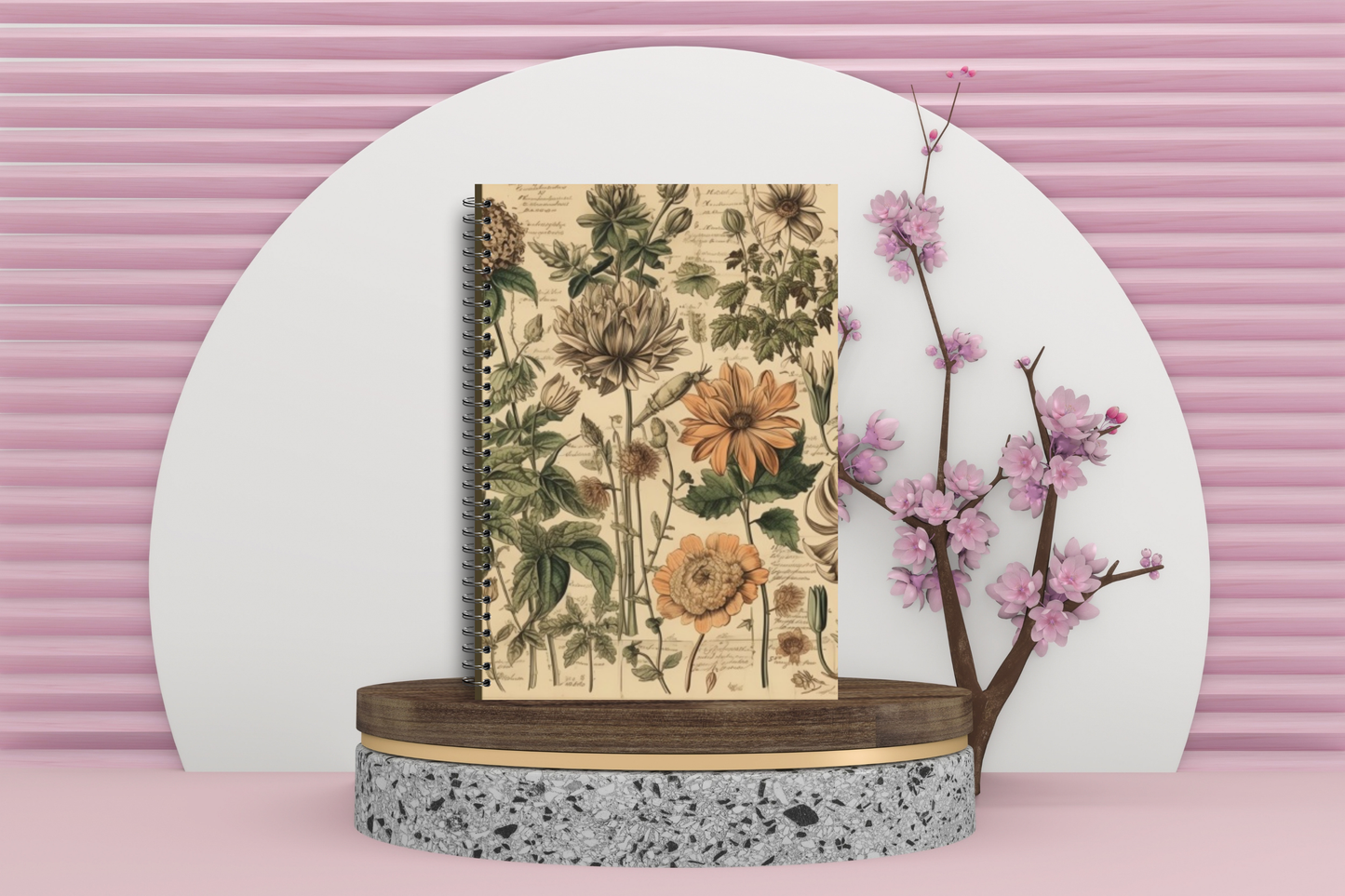 Beautiful Vintage Garden Spiral Notebook