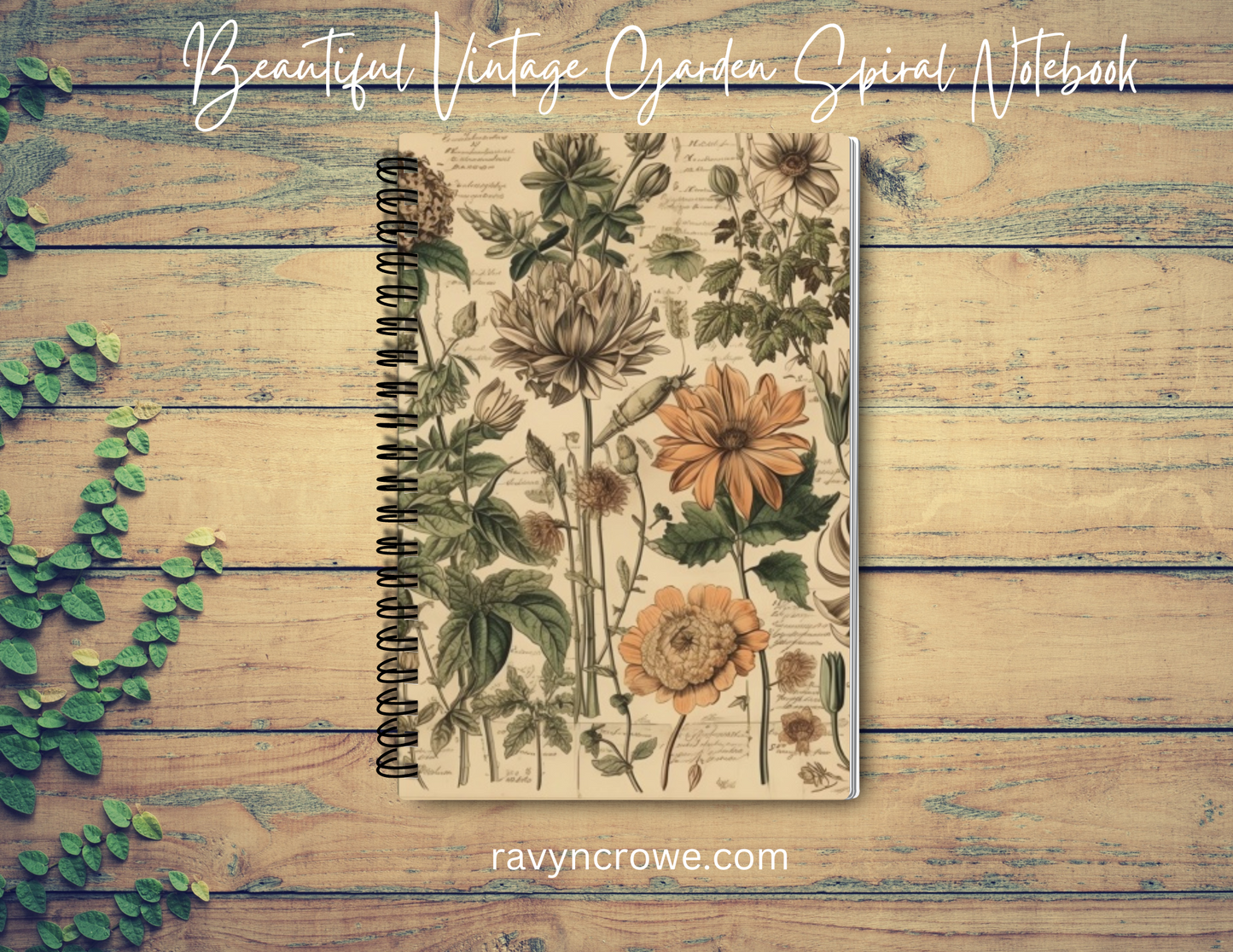 Beautiful Vintage Garden Spiral Notebook