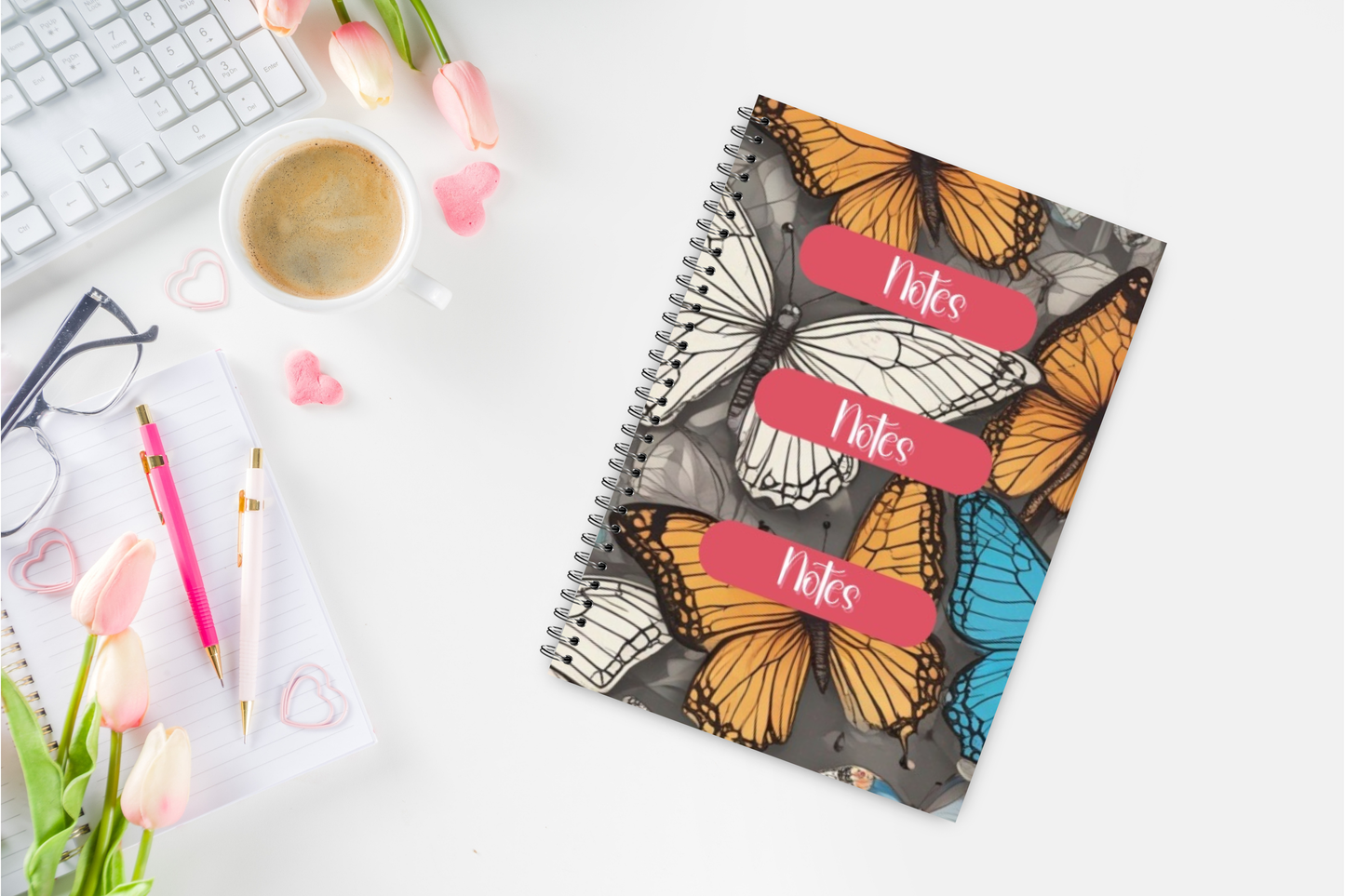 Beautiful Eye-Catching Spiral Butterfly Notebook