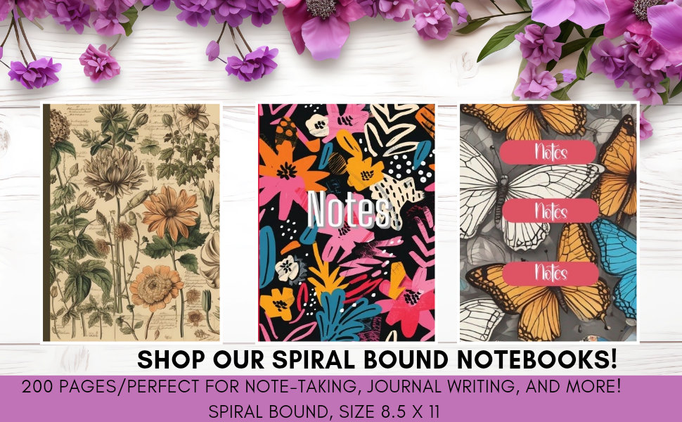 Beautiful Red and Blue Floral Spiral Notebook